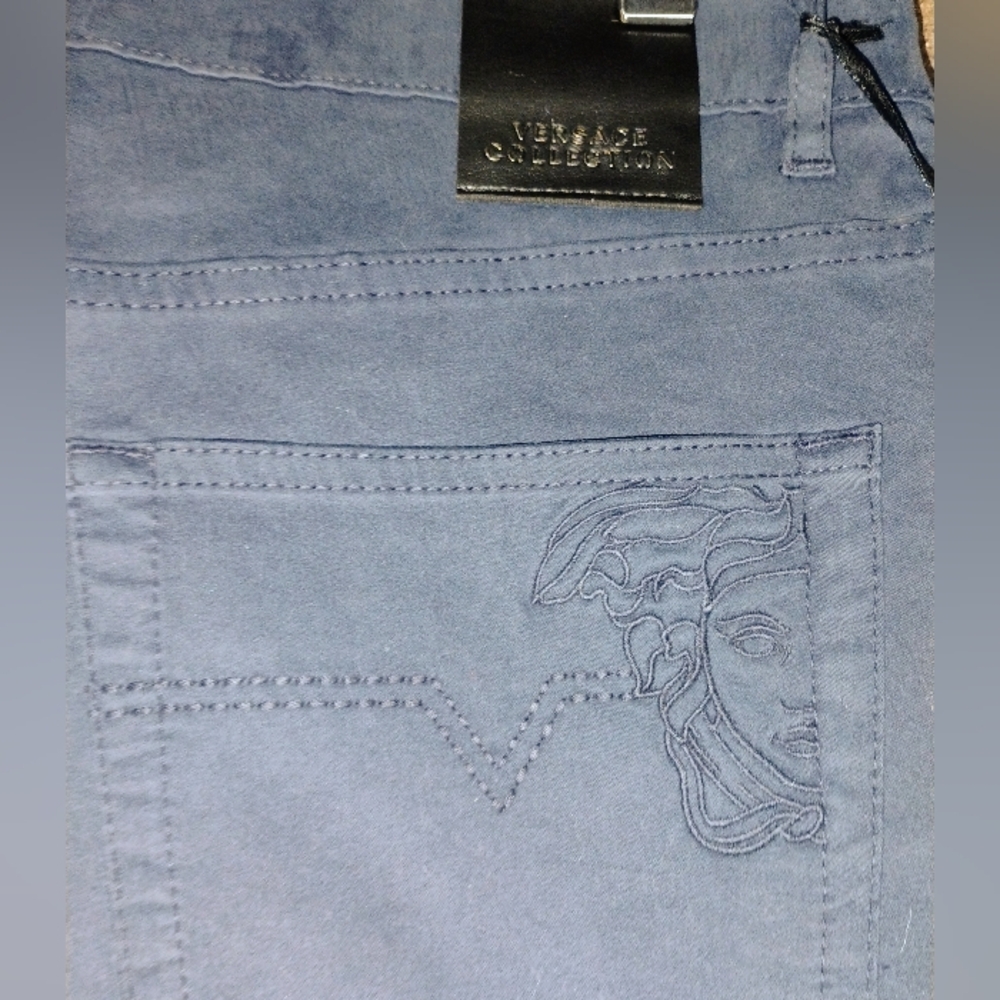 NWT Versace Collection "Trend" Mens Blue Pants Size 34 Straight Leg - Picture 8 of 11